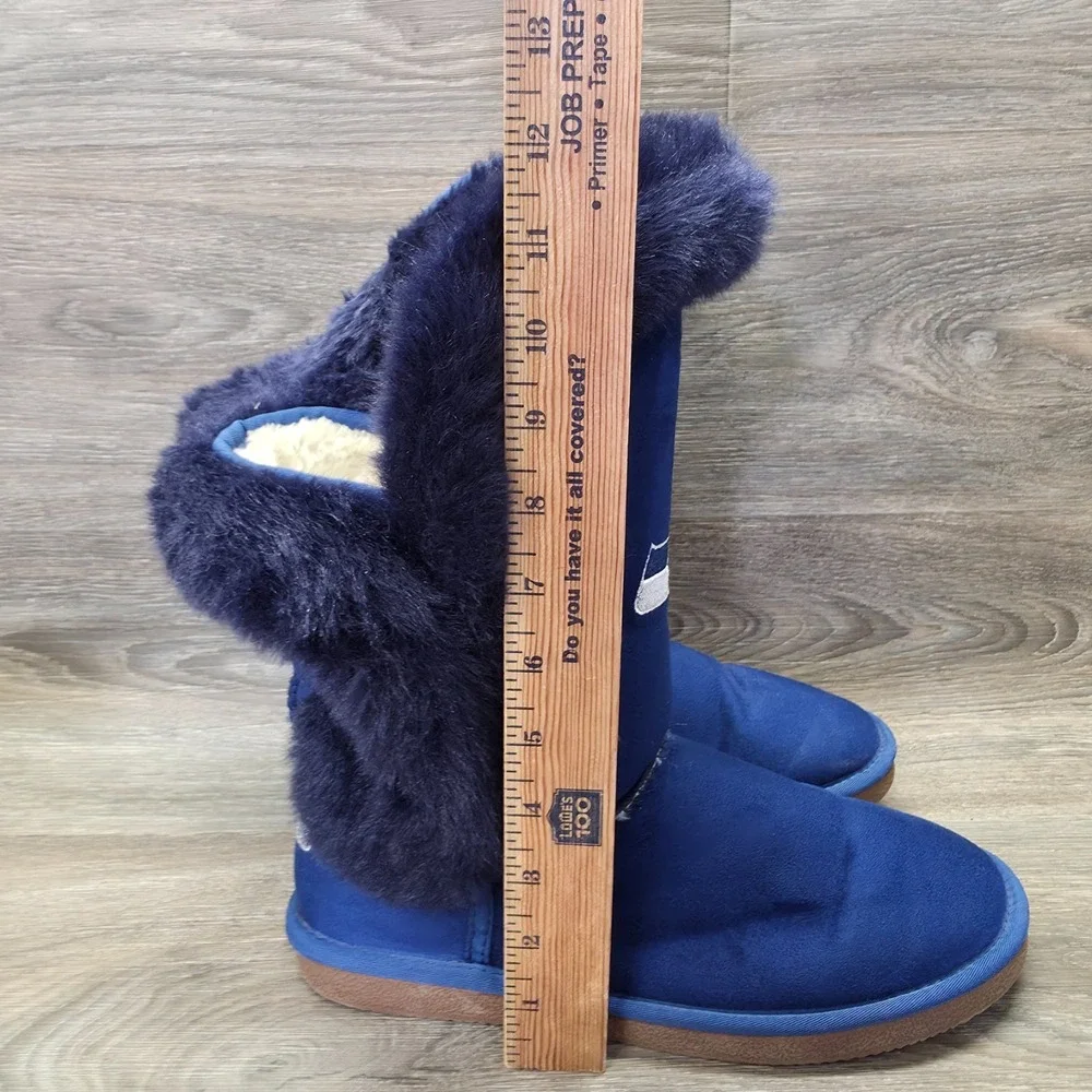 Seattle Seahawks Winter Boots Womens‎ 10 Blue NFL Faux Suede Faux Fur Cozy Plush